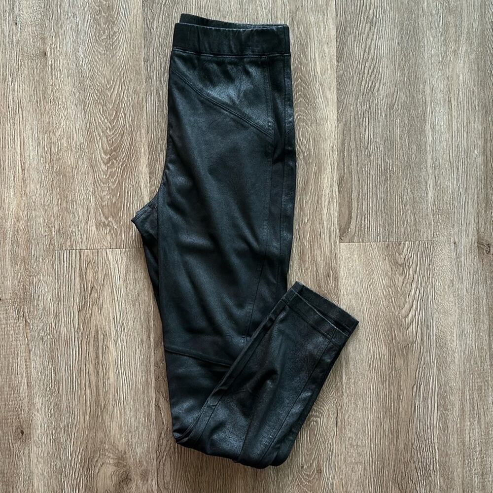 Free People Midnight Vegan Suede Skinny Pants Black Pull On Size Small